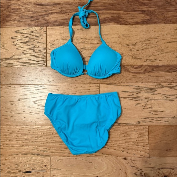 Venus Aqua Reef Push Up Top Turquoise Bikini Set with Moderate Coverage Bottom - Picture 3 of 10